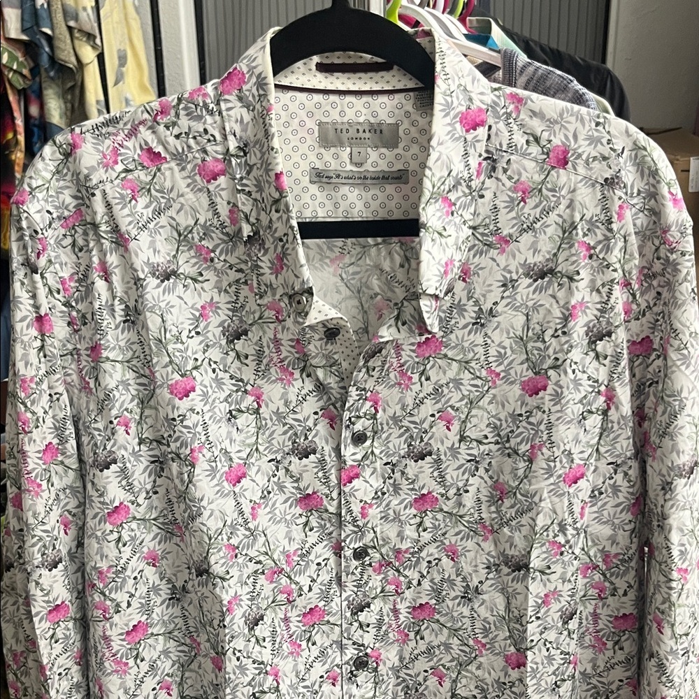 Ted Baker Floral Patterned Men's LS Button Down Shirt - Picture 3 of 6